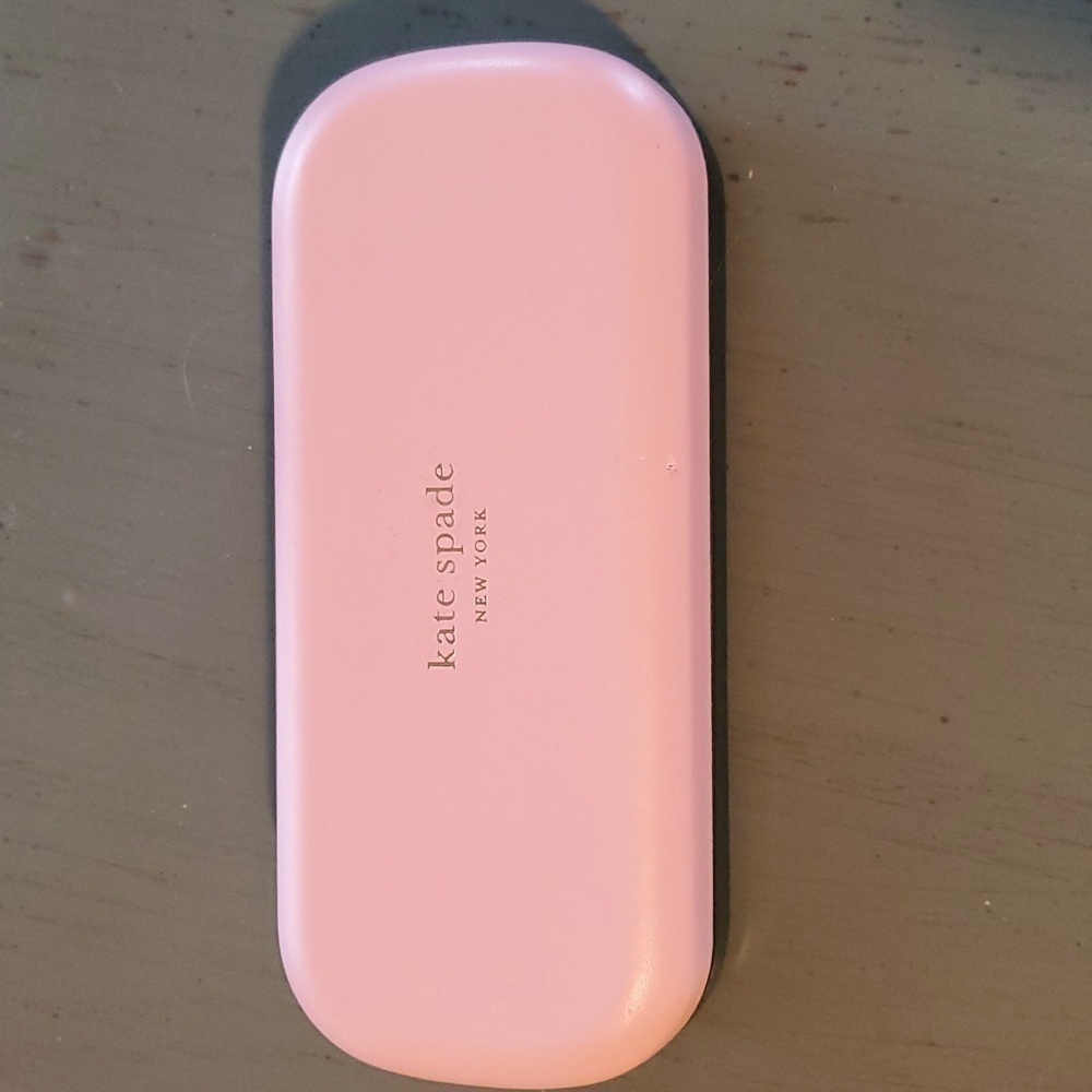 Kate Spade Eyeglass/Sunglasses Case Green & Pink HARD side Lined